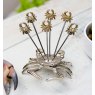Set of Six Crab Olive Picks with Crab Holder