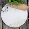 Round White Marble Serving Board with Chisel Detail