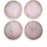 Set of Four Pink Quartz Coasters with Gold Edge