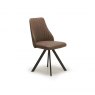 Austin Swivel Dining Chair in Brown Faux Bison Upholstery