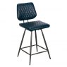 Dalton Swivel Bar Stool In Dark Blue Faux Leather