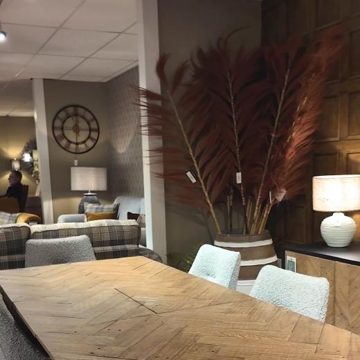 Herringbone detailing and neutral tones- the perfect setting as the season begins. A dining space rea...