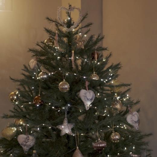 With Christmas just around the corner, the focus shifts to comfort. A tan sofa, the tree in the corne...